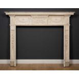 A Georgian style white painted pine chimney piece or fire surround decorated with ribbon tied