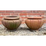 A pair of Compton pottery 'Leix' terracotta pots, each of typical form with lobed bodies, early 20th