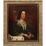 A 19th century head and shoulder portrait of a Scottish lady, oil on canvas, 75cm x 61cm, mounted in