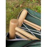 A Jaques of London croquet set, in soft green and white zipped travelling case comprising; four