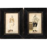 A pair of 18th century embroidered silk and printed paper portraits, of George Ogle Esq. Knight of