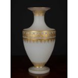 A late 19th century German frosted glass vase with gilded decoration, 27.5cm in heightCondition