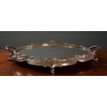 A spelter and mirror inset surtout de table, 44cm wide x 35cm deep x 6cm high.Condition report: