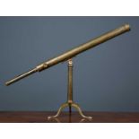 A 19th Century library telescope by Dollond of London, on a folding tripod tabletop stand, 98cm long