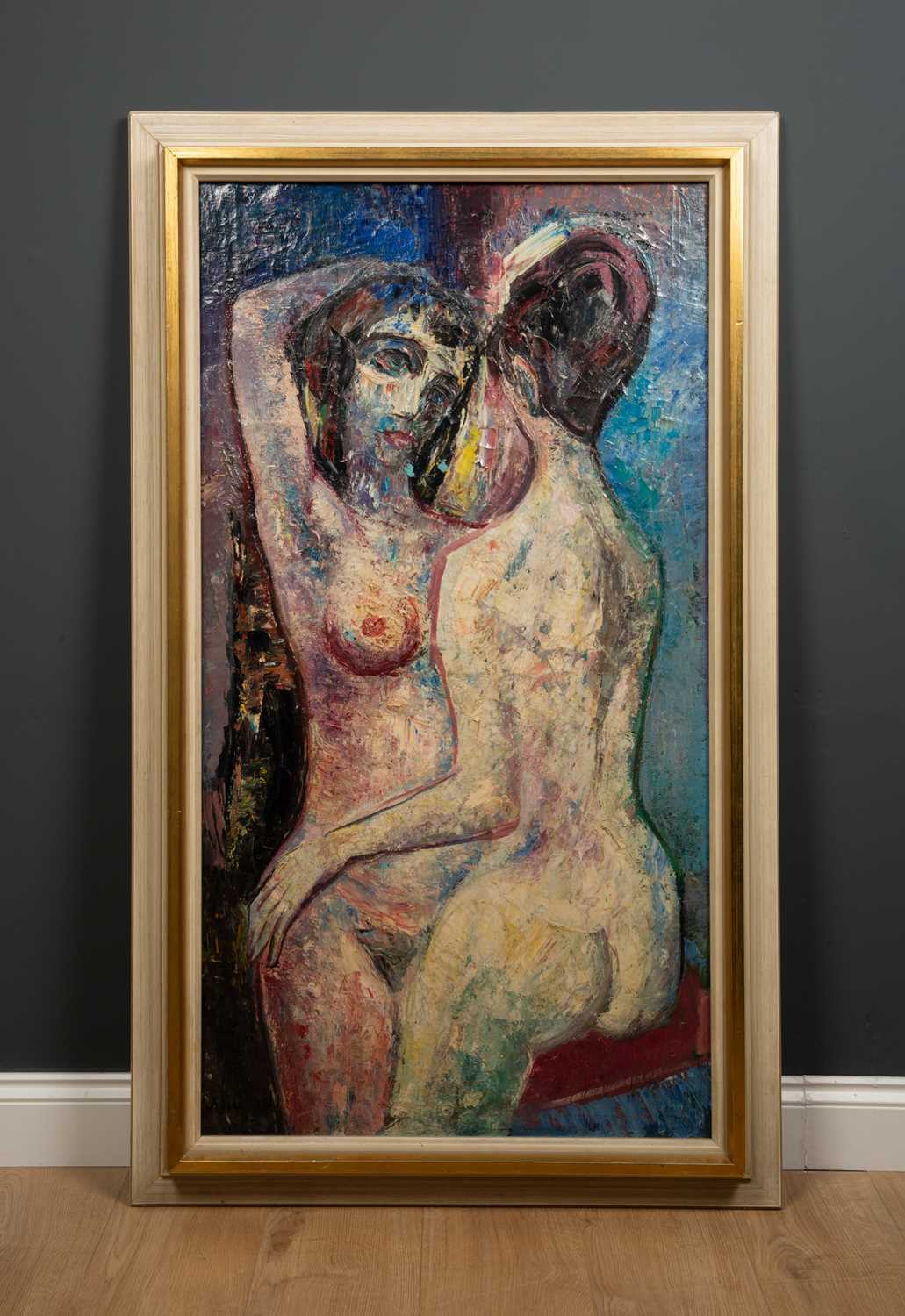 Will Sohl (1906-1969), female nudes, oil on canvas, signed verso, in white and gold painted frame, - Image 2 of 3