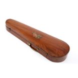 A 19th century mahogany violin case, the hinged lid later decorated with rose bloom decoration,