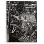 Eric Ravilious (1903-1942) Children in a Park, wood engraving, numbered IV/XXV, 17 x 12cm