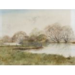 Ken Messer (1931-2018) River landscape, signed, watercolour, 28.5 x 38cm; Eric Williams - Langdale