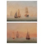 William Frederick Settle (1821-1897) A Morning Calm and an Evening Glow, a pair, signed with