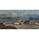 19th century Italian school A coastal bay, indistinctly signed, oil on canvas laid onto board, 14