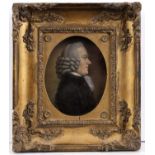 Attributed to Lucas Bateman (18th century) Bust length side profile portrait of a gentleman