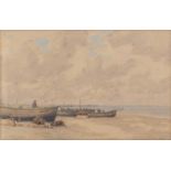 Martin Hardie (1875-1952) Fisherfolk with beached sailing vessels probably Aldeburgh, signed,