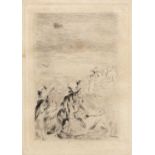 After Pierre-August Renoir Sur la Plage, etching, 13.5 x 9cm