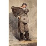 G * S * (19th century) Fisher boy with basket, signed with initials and dated 'Dec 5 1839',