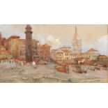 19th century Venetian school Venice from the canal, watercolour, 27 x 50cm