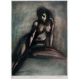 Pip Carpenter (20th century) 'Girl Reclining', artist's proof, etching in colours, pencil signed
