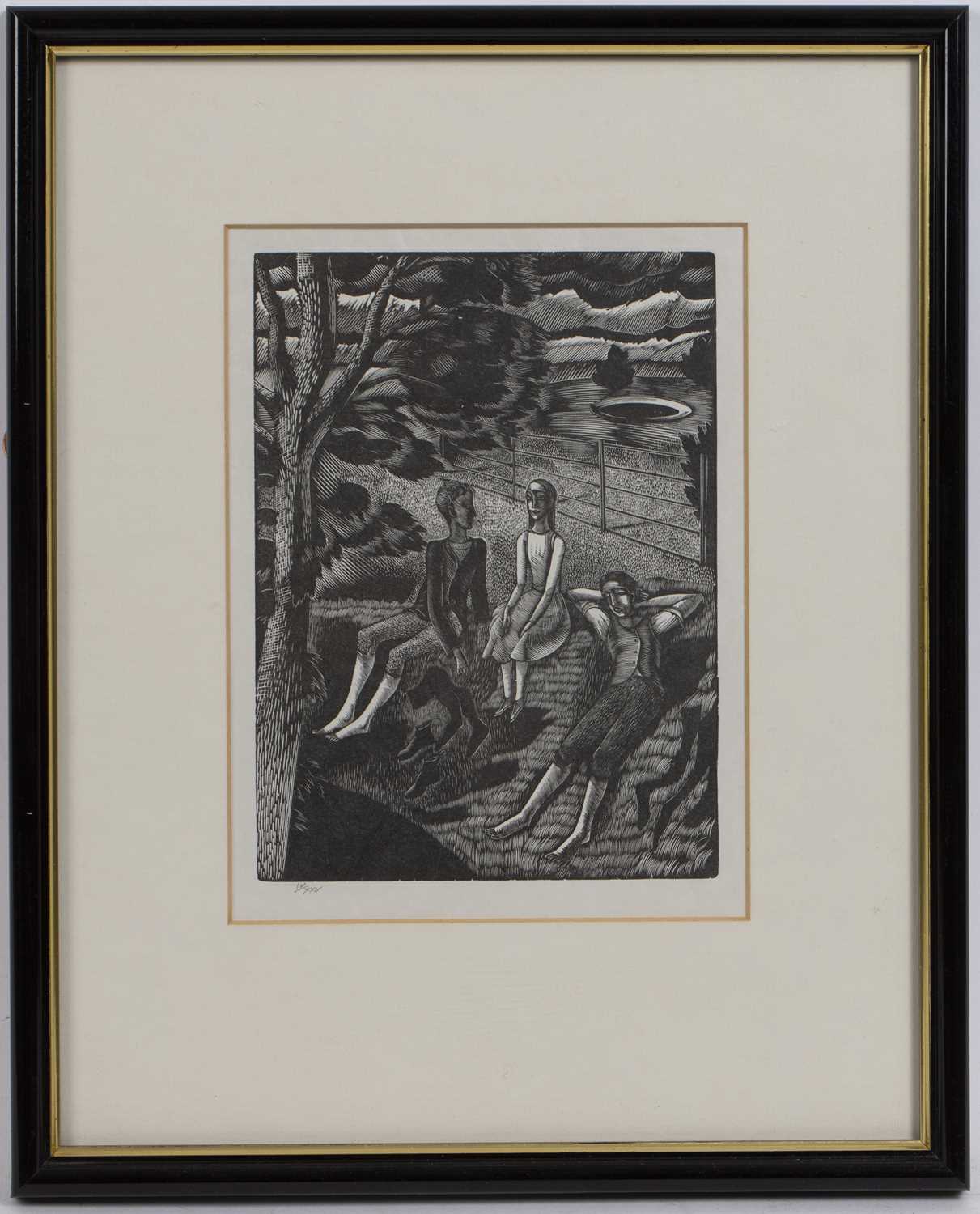 Eric Ravilious (1903-1942) Children in a Park, wood engraving, numbered IV/XXV, 17 x 12cm - Image 2 of 3