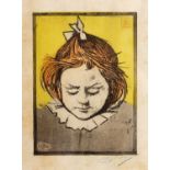 Eugène Delâtre (1864-1938) Portrait d'enfant, signed in blue crayon (lower right), etching, 22 x