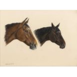 Mary Browning (20th century) A study of two horse heads, signed and dated '67, pastels, 36 x 50cm