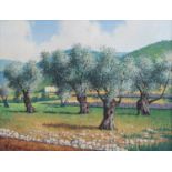 R * Lister (20th century) French landscape with trees, signed, oil on canvas, 48.5 x 64cm