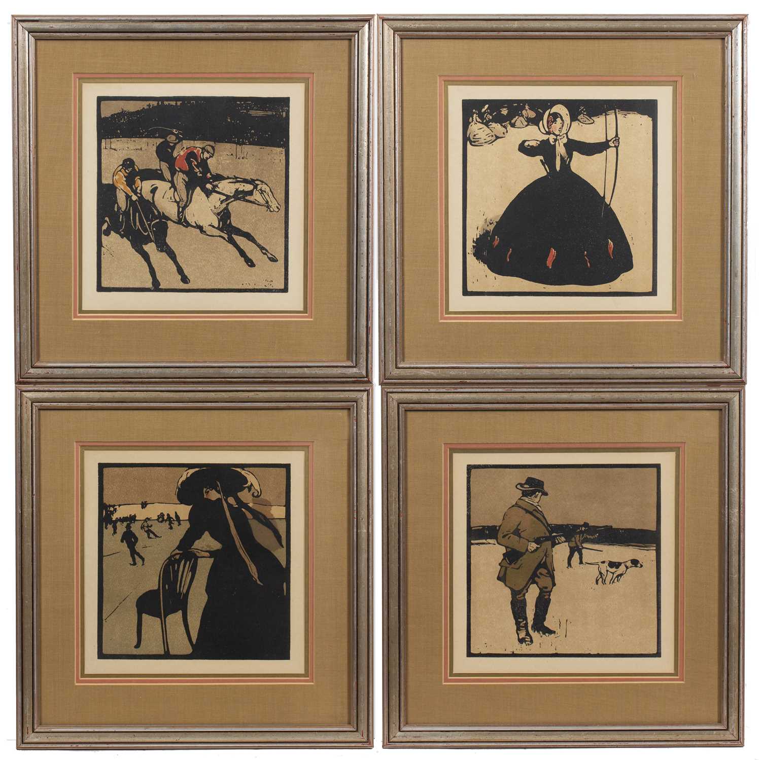 Sir William Nicholson 'Racing', 'Archery', 'Shooting' and 'Skating', a set of four lithographas in - Image 2 of 3