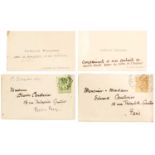 Camille Pissarro (1830-1903) Two autographed calling cards with their envelopes sent by Camille