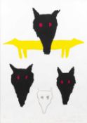Ben David Zadok (b.1949) Wolves, lithograph in colours, pencil signed in the margin, dated 1988