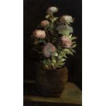 English school (late 19th century) Still life - a vase of chrysanthemum, signed with monogram and