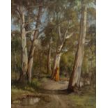 Amelia Phillips (1882-1971) Gums beside the track, signed, oil on board, 49,5 x 39cm Purchased at
