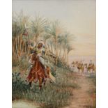 A * J * Lambert (19th/20th century) An Arab prince on horseback, signed and dated 1917, watercolour,