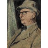 Moya Cozens (1920-1970) Portrait of Bernard Adams, signed, oil on board, 52 x 38cm