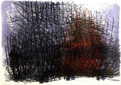 Bernard Cheese (1925-2013) Bonfire in a hedgerow, lithograph in colours, pencil signed, titled,