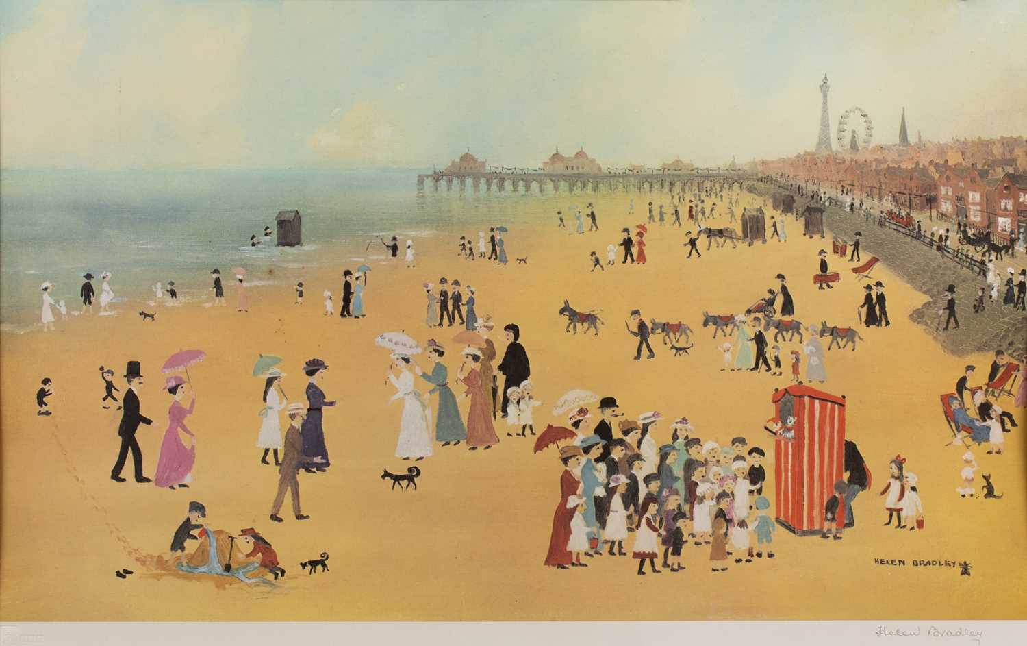 After Helen Bradley 'Blackpool Sands', print in colours, pencil signed by the artist, printed by