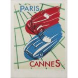 Vincent Geni (20th century) 'Paris, Cannes', lithograph in colours, pencil signed in the margin