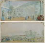 A pair of Baxter prints - Crystal Palace and The Great Exhibition, 14 x 32cm (2)