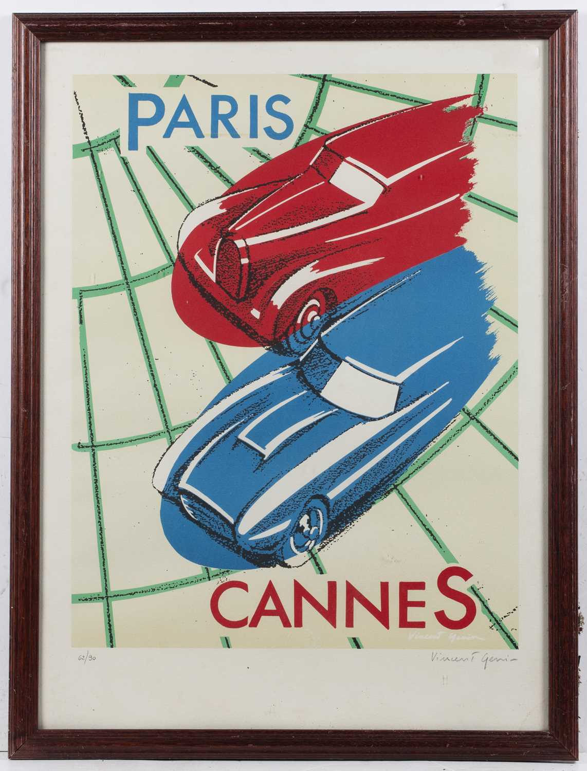 Vincent Geni (20th century) 'Paris, Cannes', lithograph in colours, pencil signed in the margin - Image 3 of 6