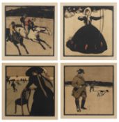 Sir William Nicholson 'Racing', 'Archery', 'Shooting' and 'Skating', a set of four lithographas in