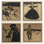 Sir William Nicholson 'Racing', 'Archery', 'Shooting' and 'Skating', a set of four lithographas in