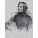 Josef Kriehuber (1801-1876)Franz Liszt, lithograph, 23 x 17cm