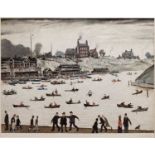 After Laurence Stephen Lowry Crime Lake, print in colours, pencil signed in the margin and with