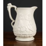 A white ceramic anti-slavery jug stamped to the bottom 'published by E Ridgway and Abington Hanley