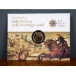 A 2008 gold half sovereign with its Royal Mint packagingCondition report: In good condition