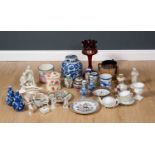 A collection of ceramics to include a Doulton stoneware cauldron style jardiniere, various