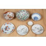 A collection of Oriental porcelain to include blue and white dragon bowl with character marks to the