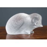 A Lalique glass hedgehog, signed to the base Lalique France, 13cm wide x 8cm deep x 7.5cm high