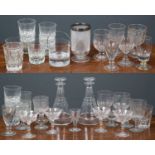 A collection of 19th century and later glassware to include a pair of dimpled glass rummers, 13.