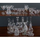 A quantity of glassware to include a silver collared whiskey decanter, five monogram engraved