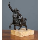 A 19th Century bronze Renaissance style sculpture of a centaur, on a marble base 15cm long x 15.