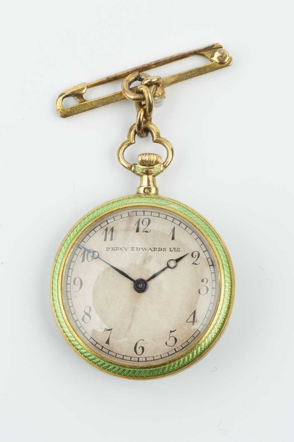 An early 20th century enamel and diamond set fob watch, the circular silvered dial with stylized - Image 2 of 5