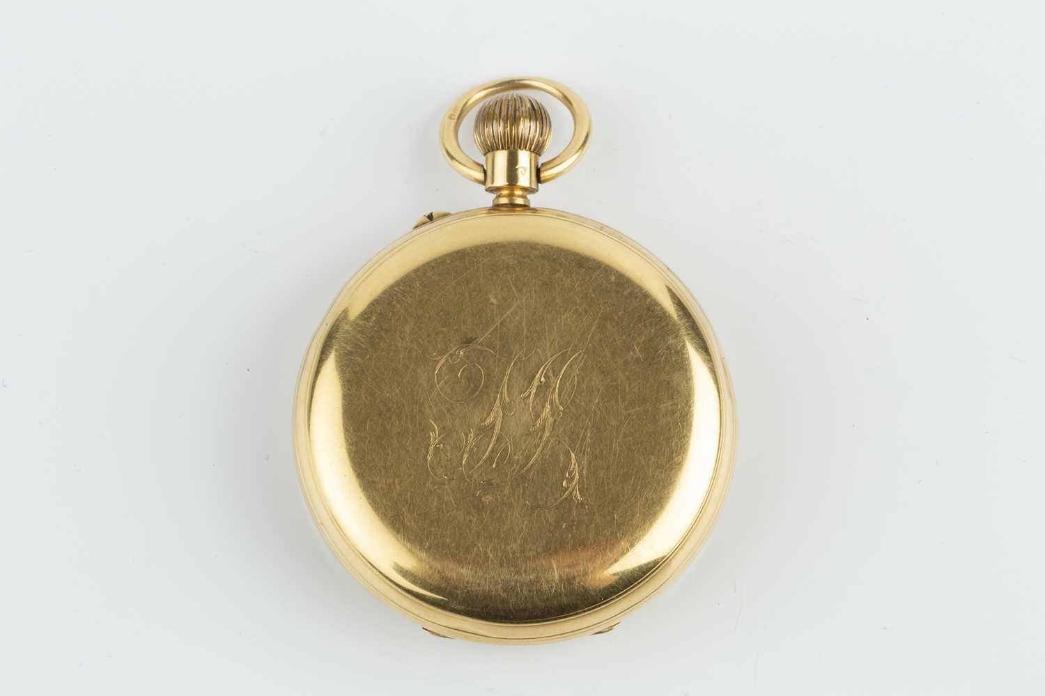 A late Victorian 18ct gold open face pocket watch, the white dial with Roman numerals and subsidiary - Image 3 of 7